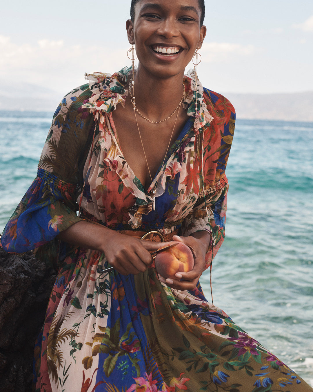 Zimmerman Tropicana Lantern Midi Dress, UK8-10