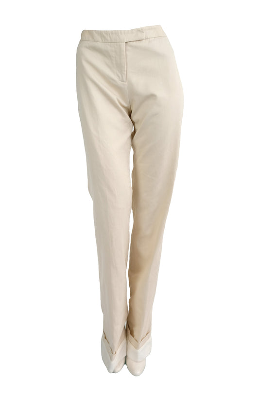 Alexander McQueen Flared Trousers in Ivory Cotton, UK10-12