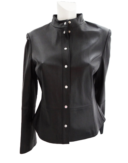 Anne Klein Black Leather Jacket, UK10-12