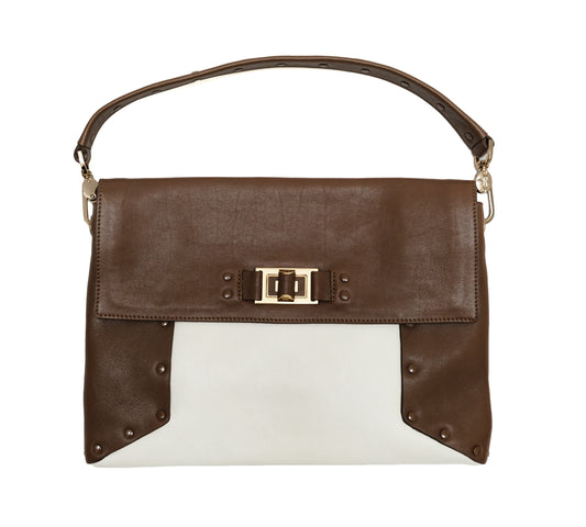 Anya Hindmarch Coffee and Cream Leather Shoulder Bag, M