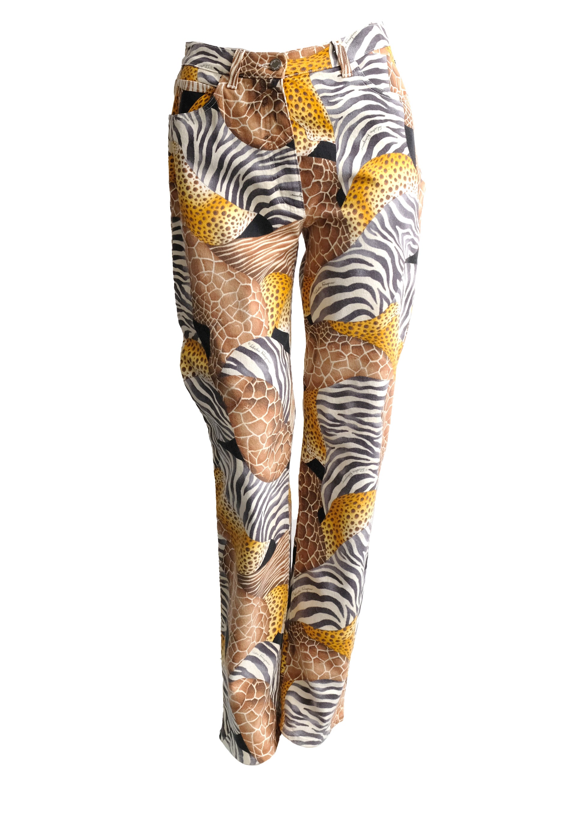 Salvatore Ferragamo Animal Print Jeans, UK10-12