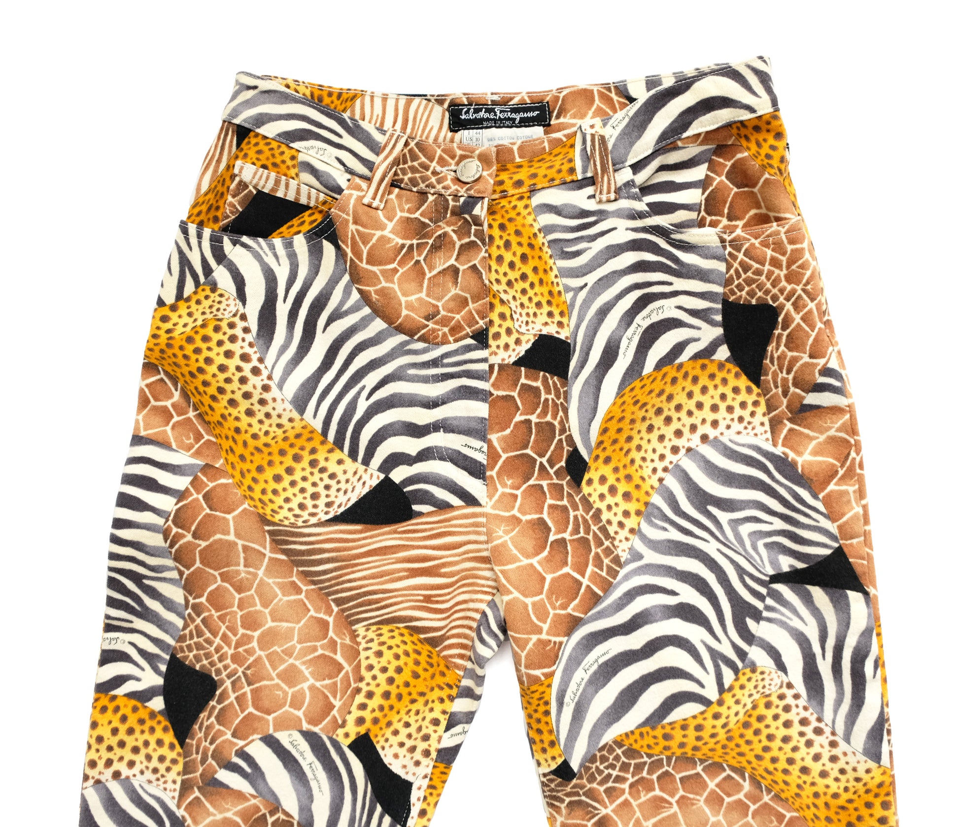 Salvatore Ferragamo Animal Print Jeans, UK10-12