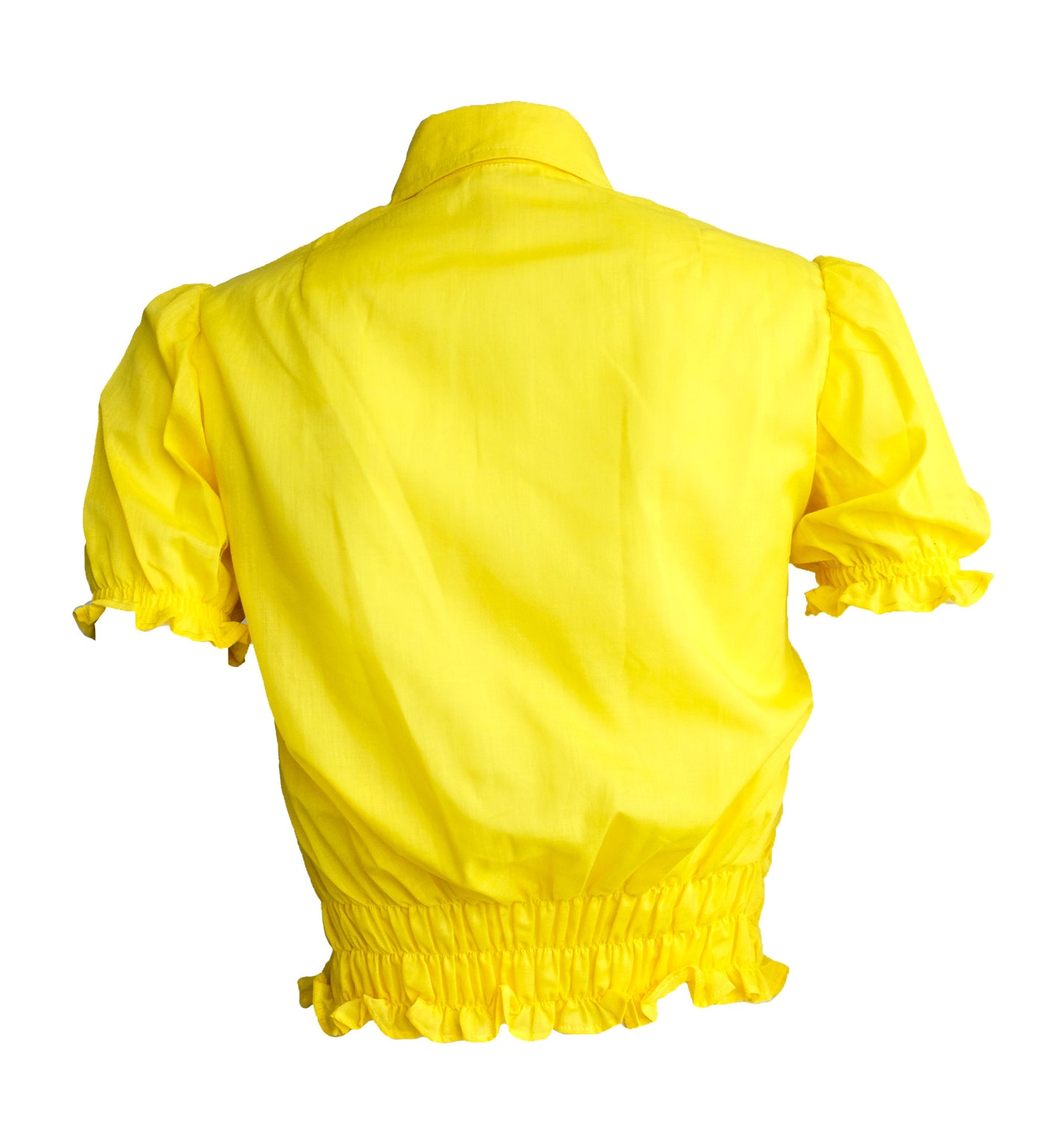 1970s Vintage Smocked Yellow Blouse, Small