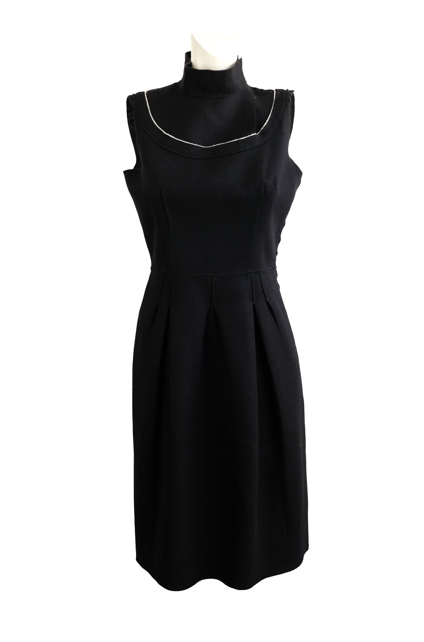 Prada Tailored Sleeveless Dress in Black Felted Wool, UK10