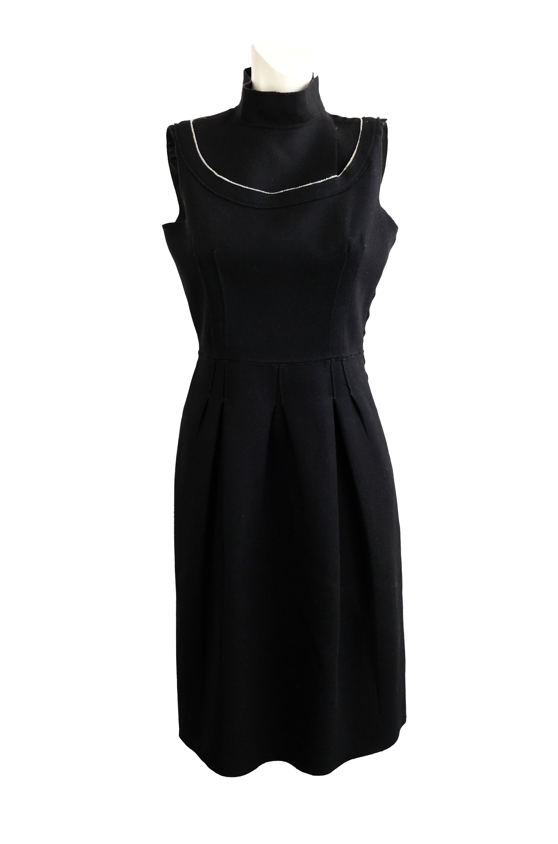 Prada Tailored Sleeveless Dress in Black Felted Wool, UK10