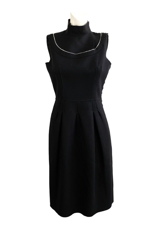 Prada Tailored Sleeveless Dress in Black Felted Wool, UK10