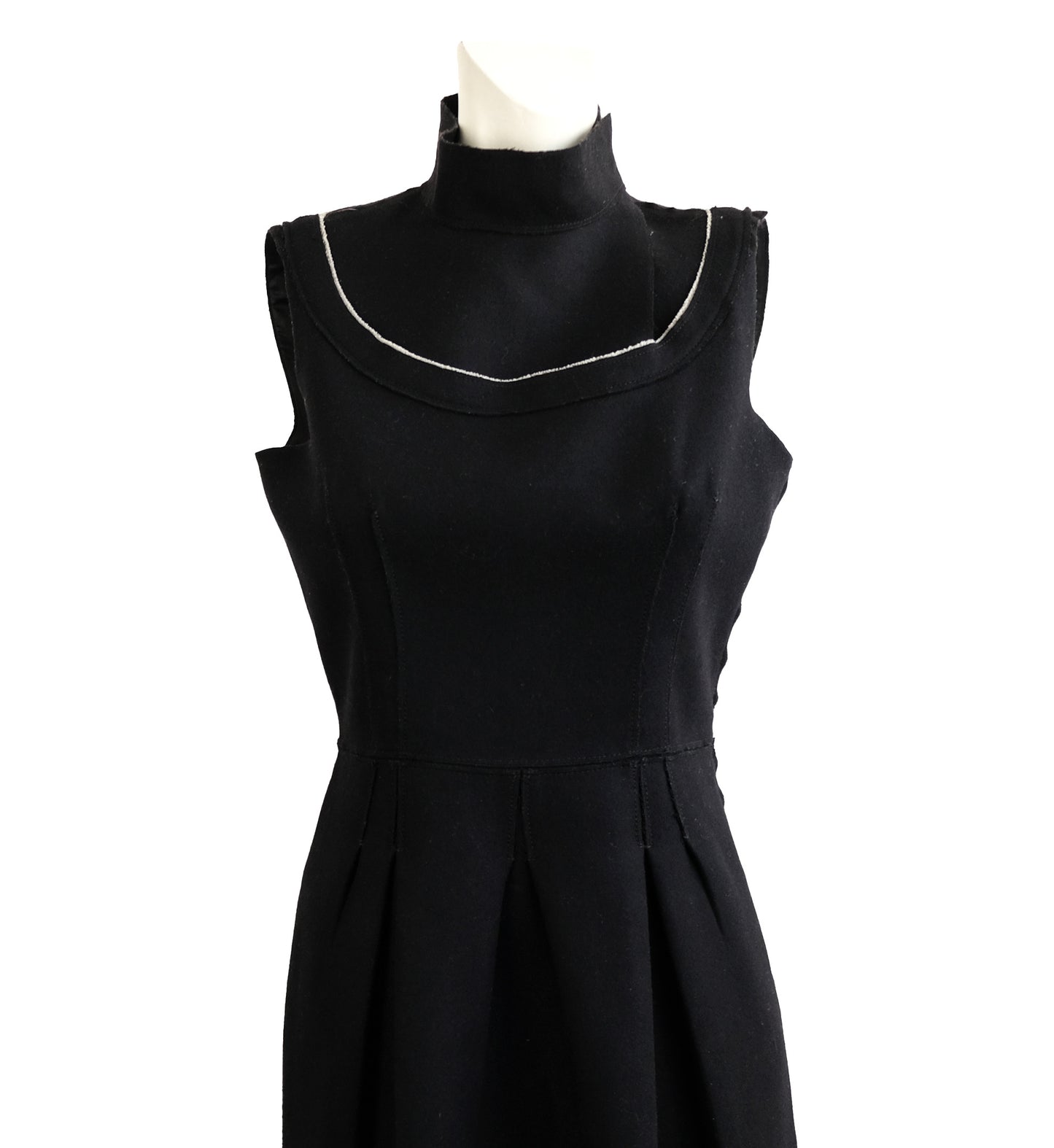 Prada Tailored Sleeveless Dress in Black Felted Wool, UK10