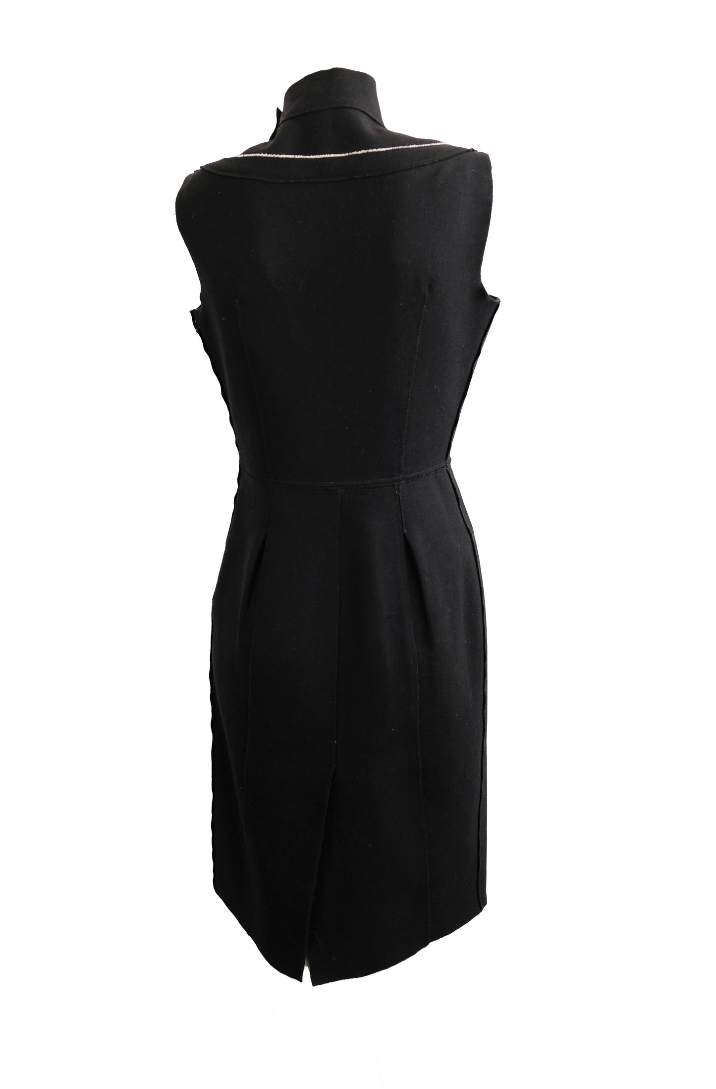 Prada Tailored Sleeveless Dress in Black Felted Wool, UK10