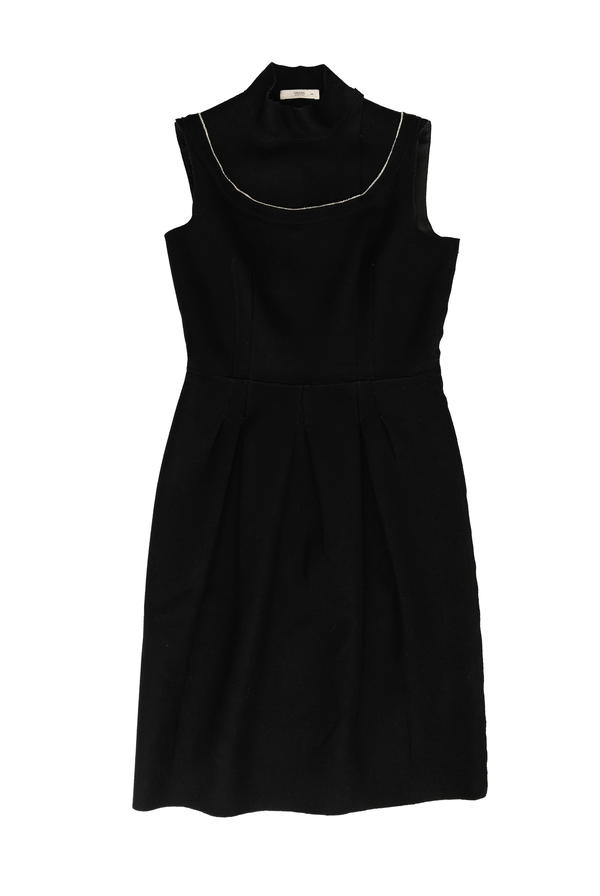 Prada Tailored Sleeveless Dress in Black Felted Wool, UK10