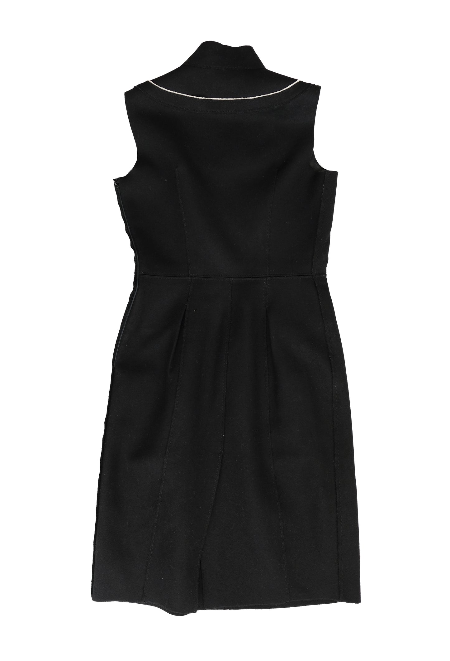 Prada Tailored Sleeveless Dress in Black Felted Wool, UK10