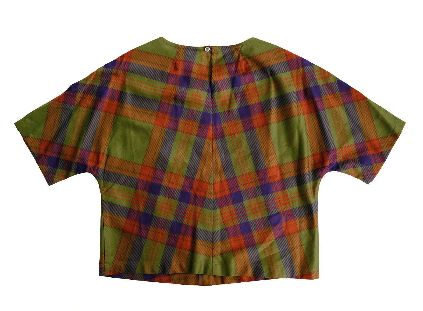 Dries van Noten Plaid Top in Rust and Green Check, UK12-14