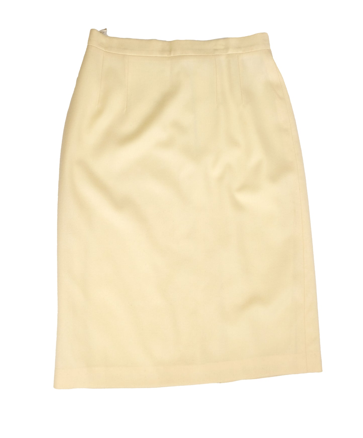 Lanvin 1980s Vintage Midi Skirt in Cream Wool, UK12-14