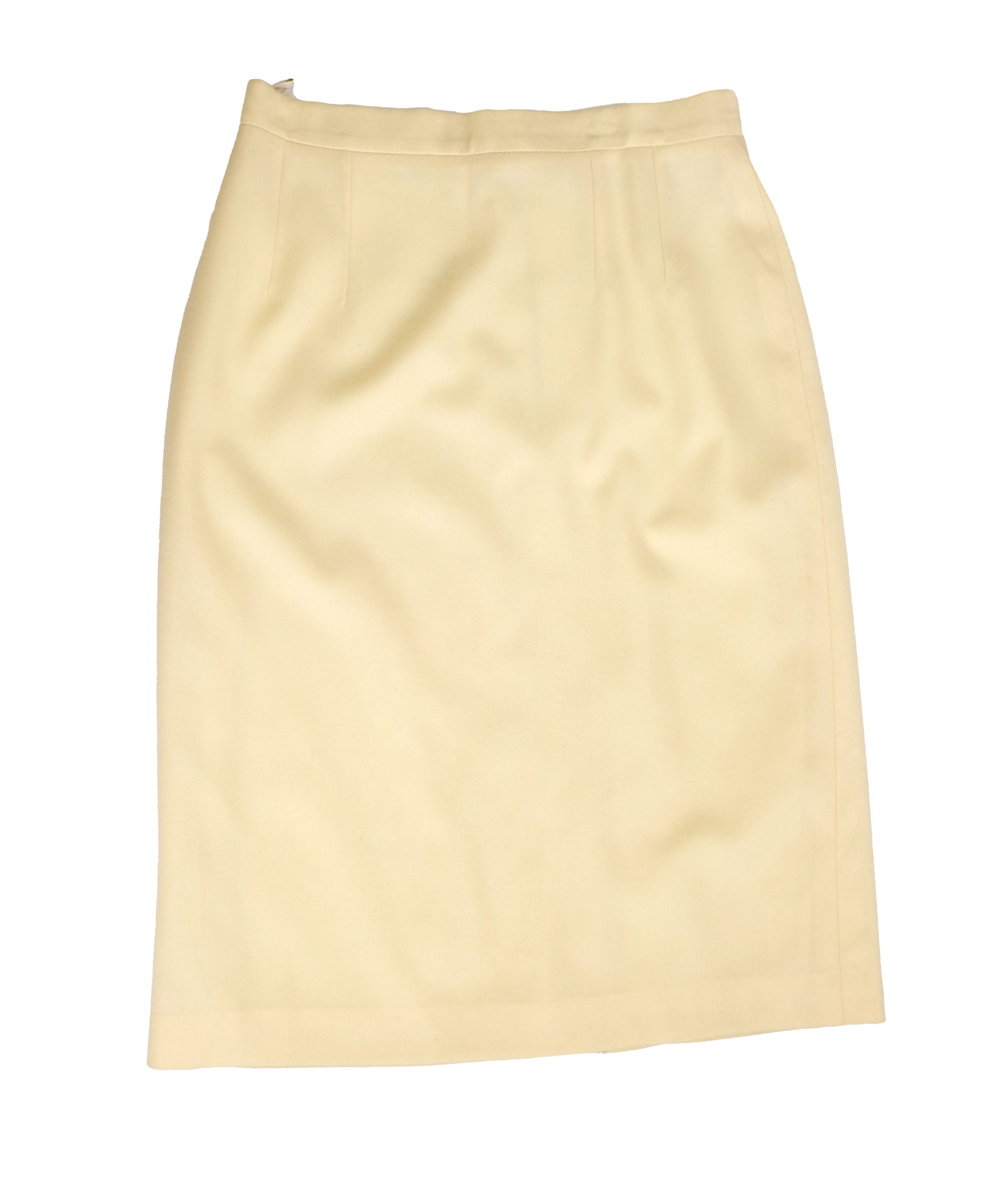 Lanvin 1980s Vintage Midi Skirt in Cream Wool, UK12-14