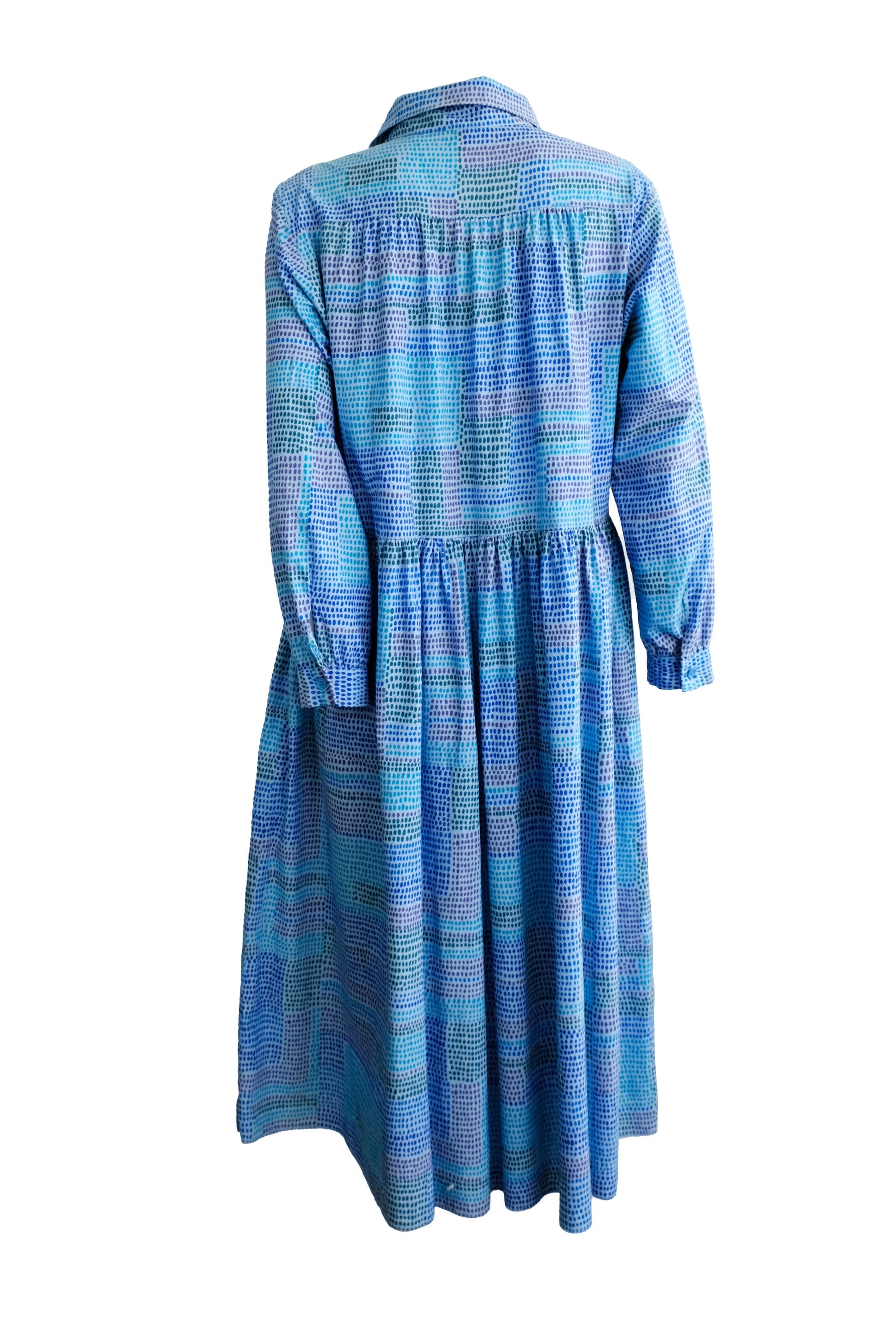 Marimekko Vintage Shirt Dress in Blue Dot Print, UK12-14