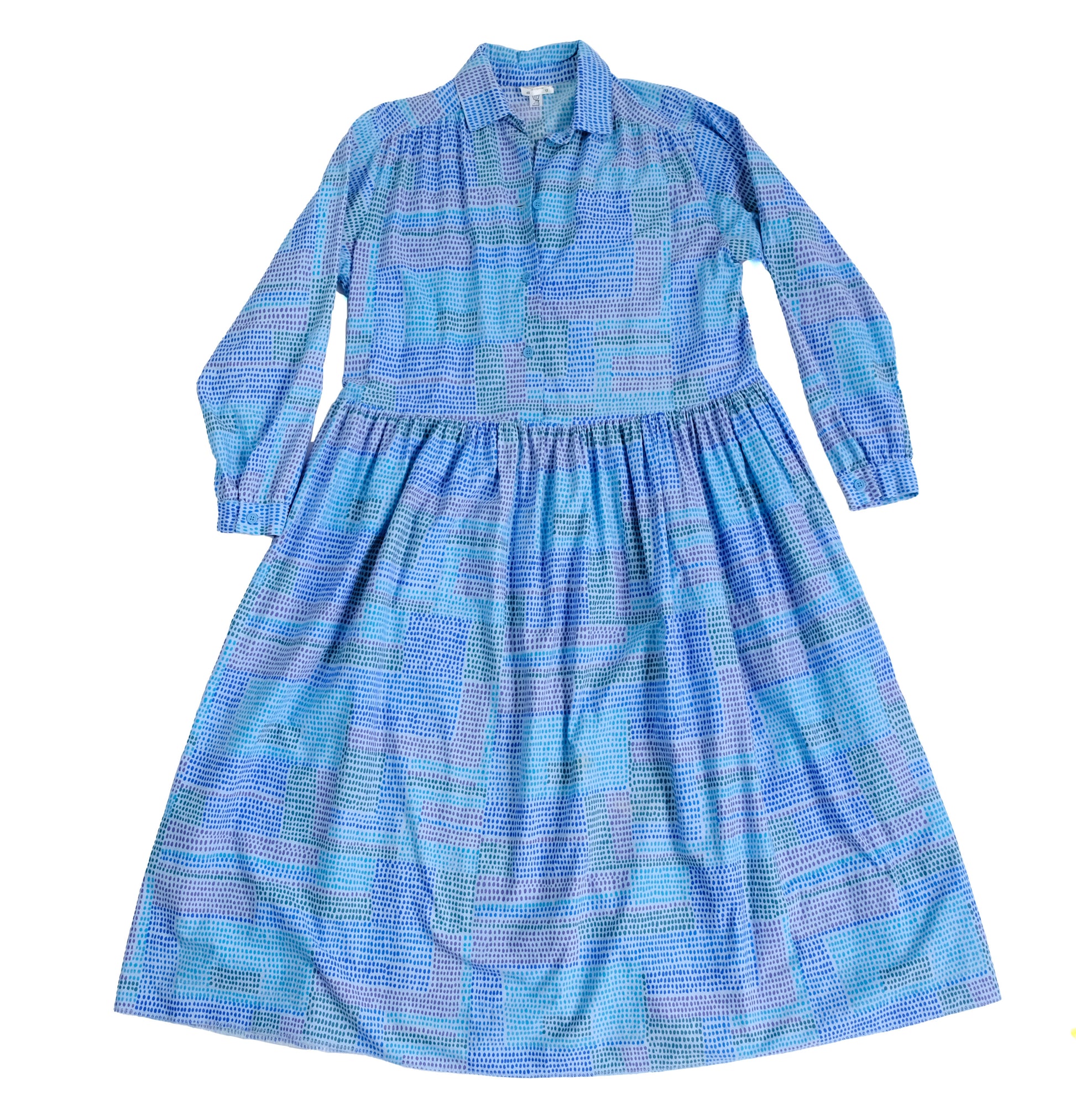 Marimekko Vintage Shirt Dress in Blue Dot Print, UK12-14