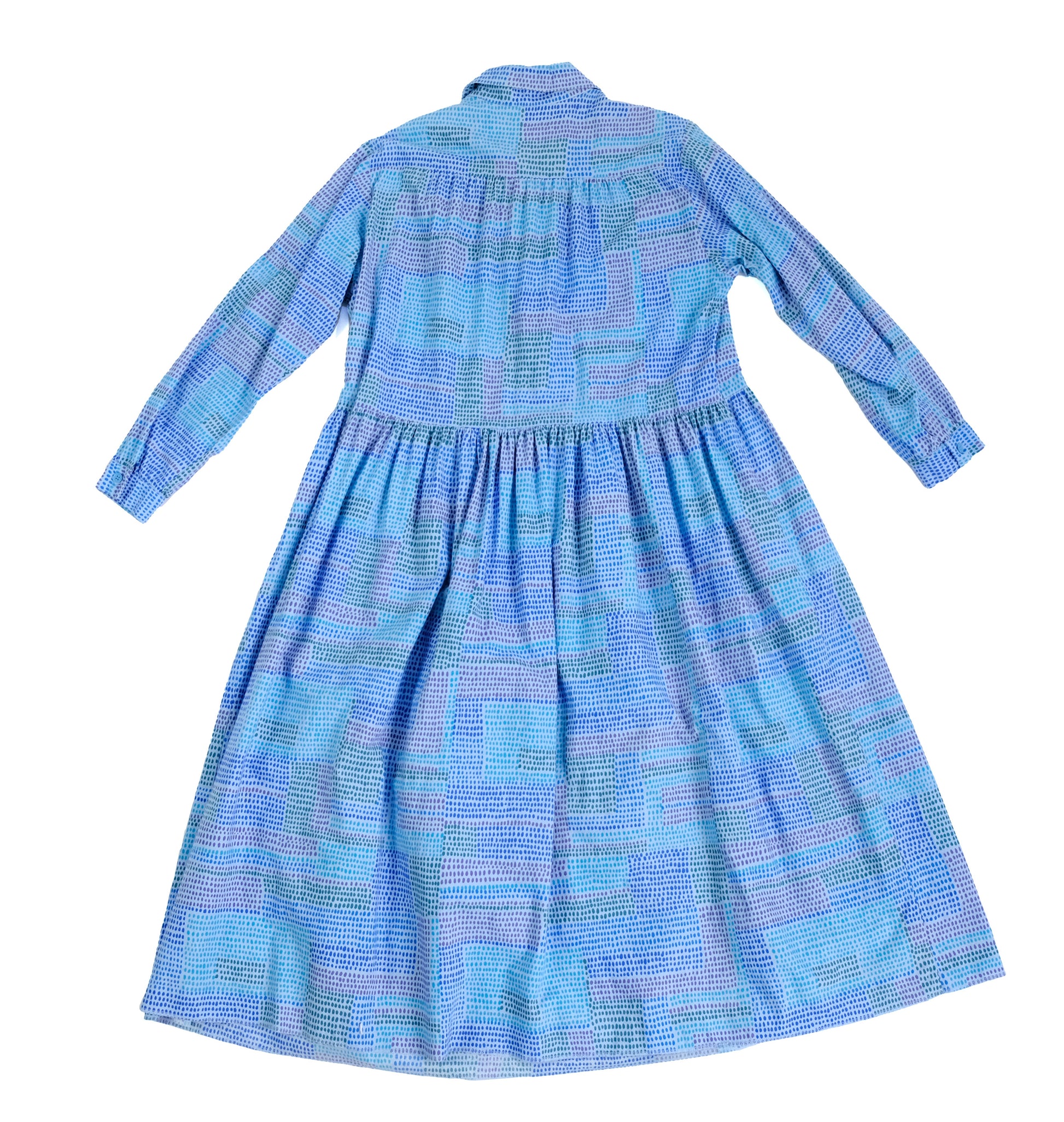 Marimekko Vintage Shirt Dress in Blue Dot Print, UK12-14