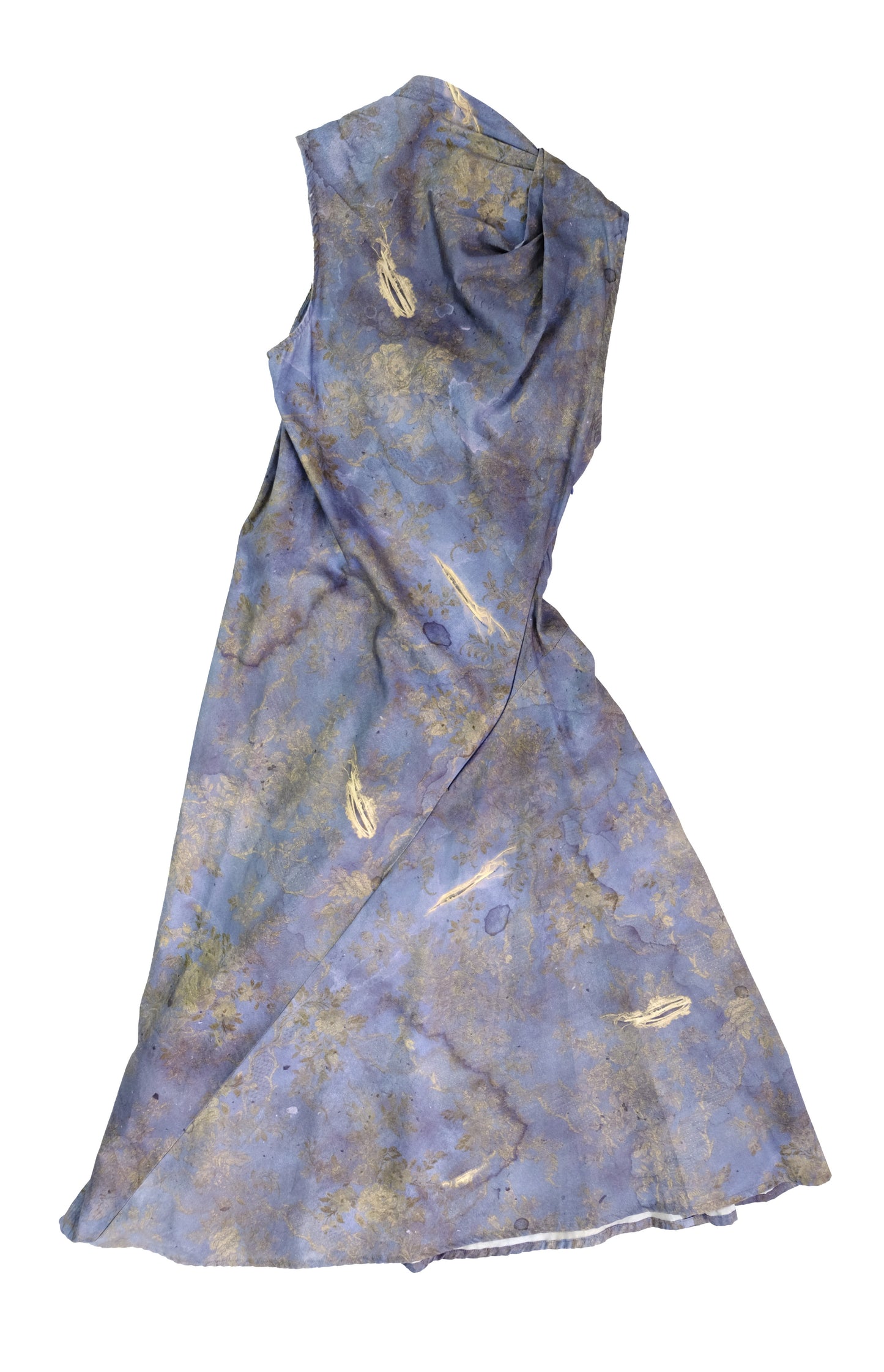 Vivienne Westwood Sleeveless Drape Dress in Blue and Gold Damask Print, UK12