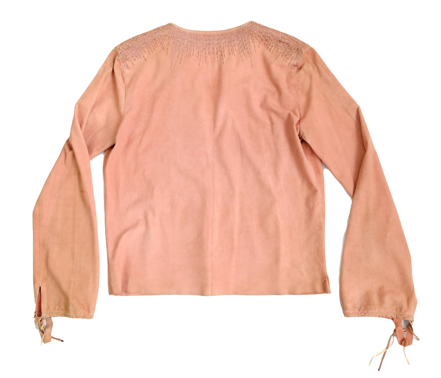 Gucci Vintage Tunic Top in Pale Pink Suede, Embroidered, UK8-10
