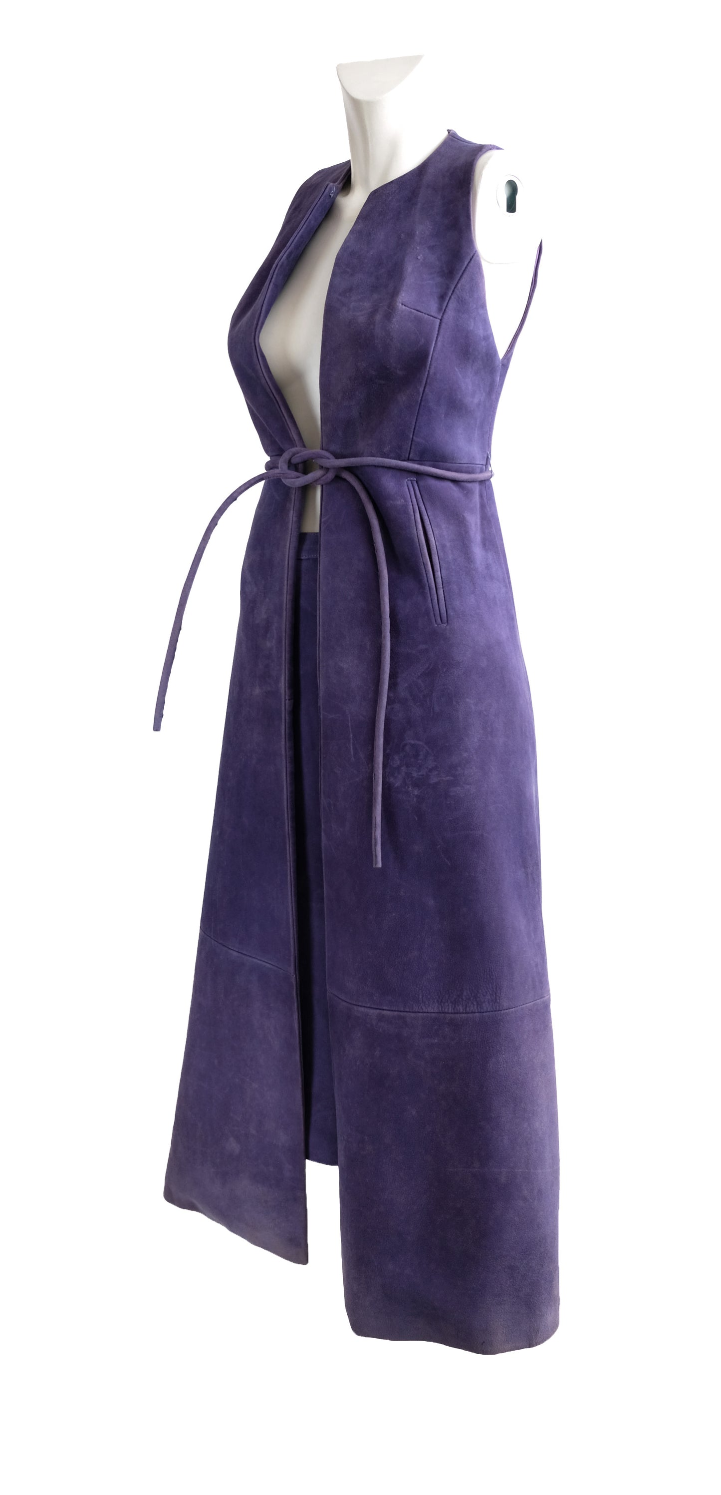 Loewe 1970s Vintage 2 Piece Set in Lavender Suede, UK8-10