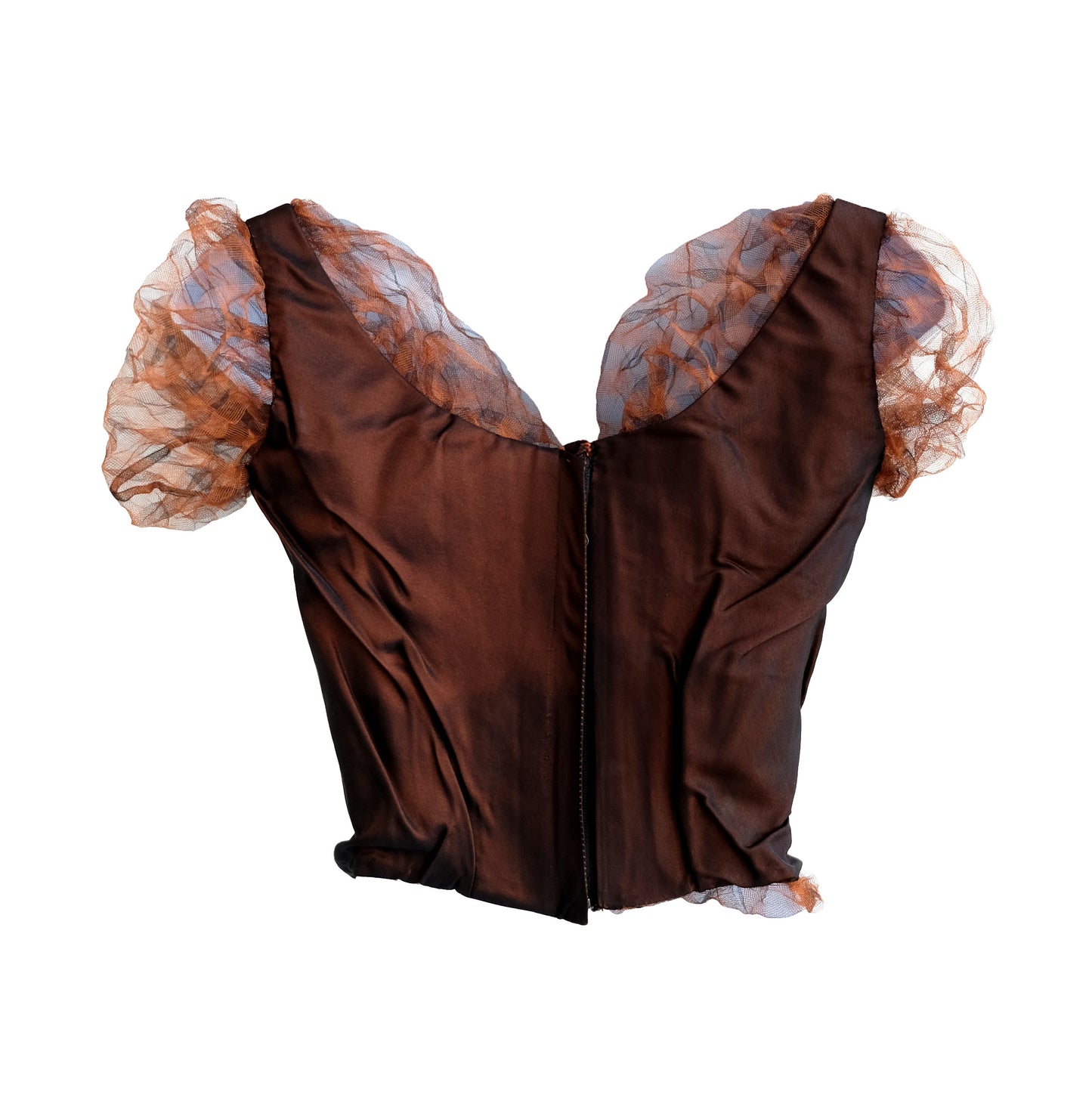 Vivienne Westwood Vintage Corset in Bronze Taffeta and Net, XS