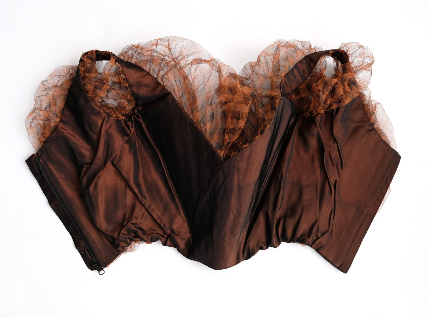 Vivienne Westwood Vintage Corset in Bronze Taffeta and Net, XS