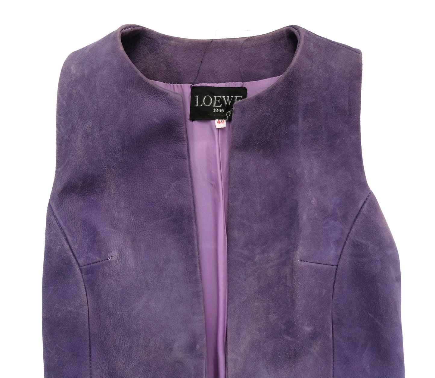 Loewe 1970s Vintage 2 Piece Set in Lavender Suede, UK8-10