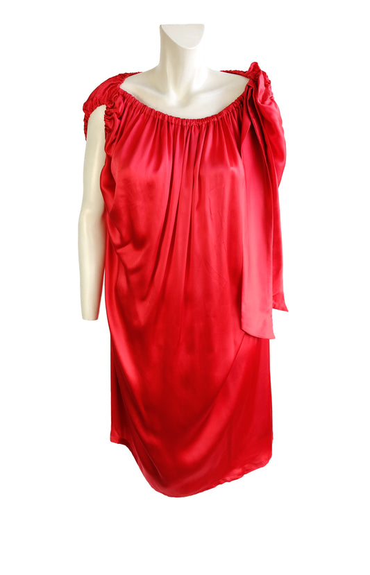 Vivienne Westwood Anglomania Shift Dress in Red Satin with Bow, UK12-14