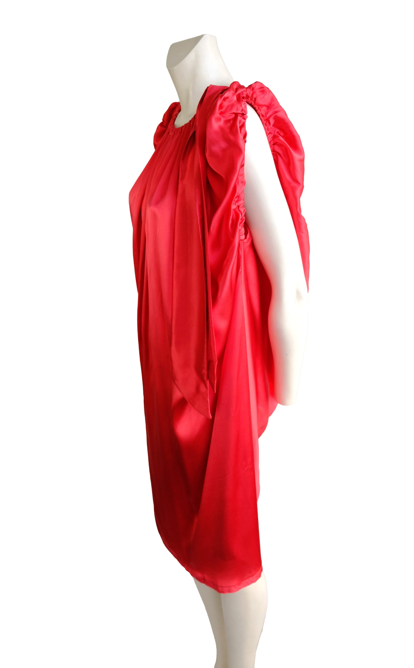 Vivienne Westwood Anglomania Shift Dress in Red Satin with Bow, UK12-14