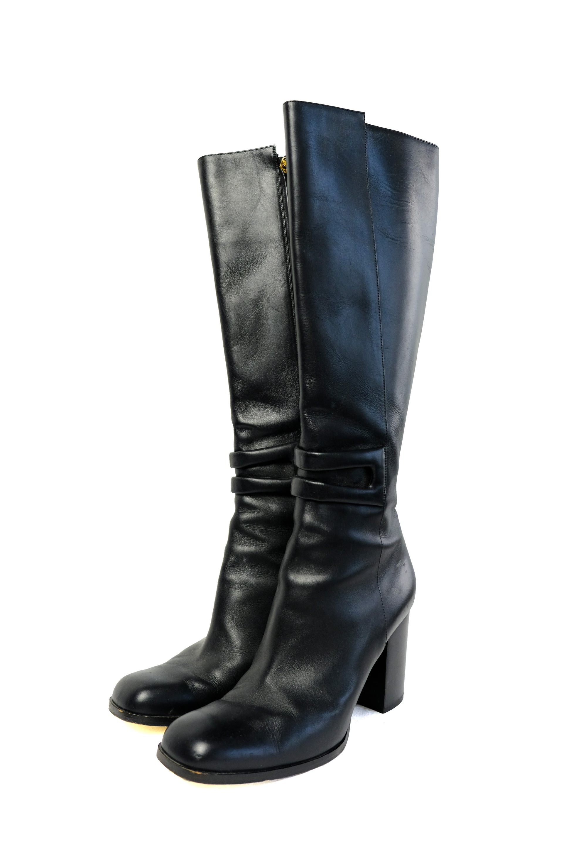 Loewe Black Leather Knee Boots, EU40