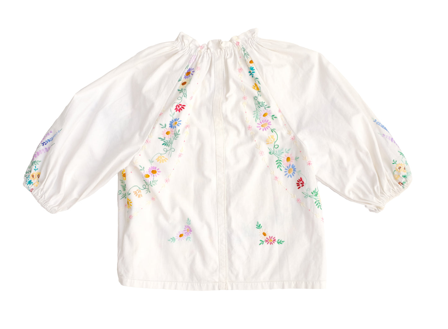 Leila Ray Upcycled Embroidered Peasant Blouse, Medium