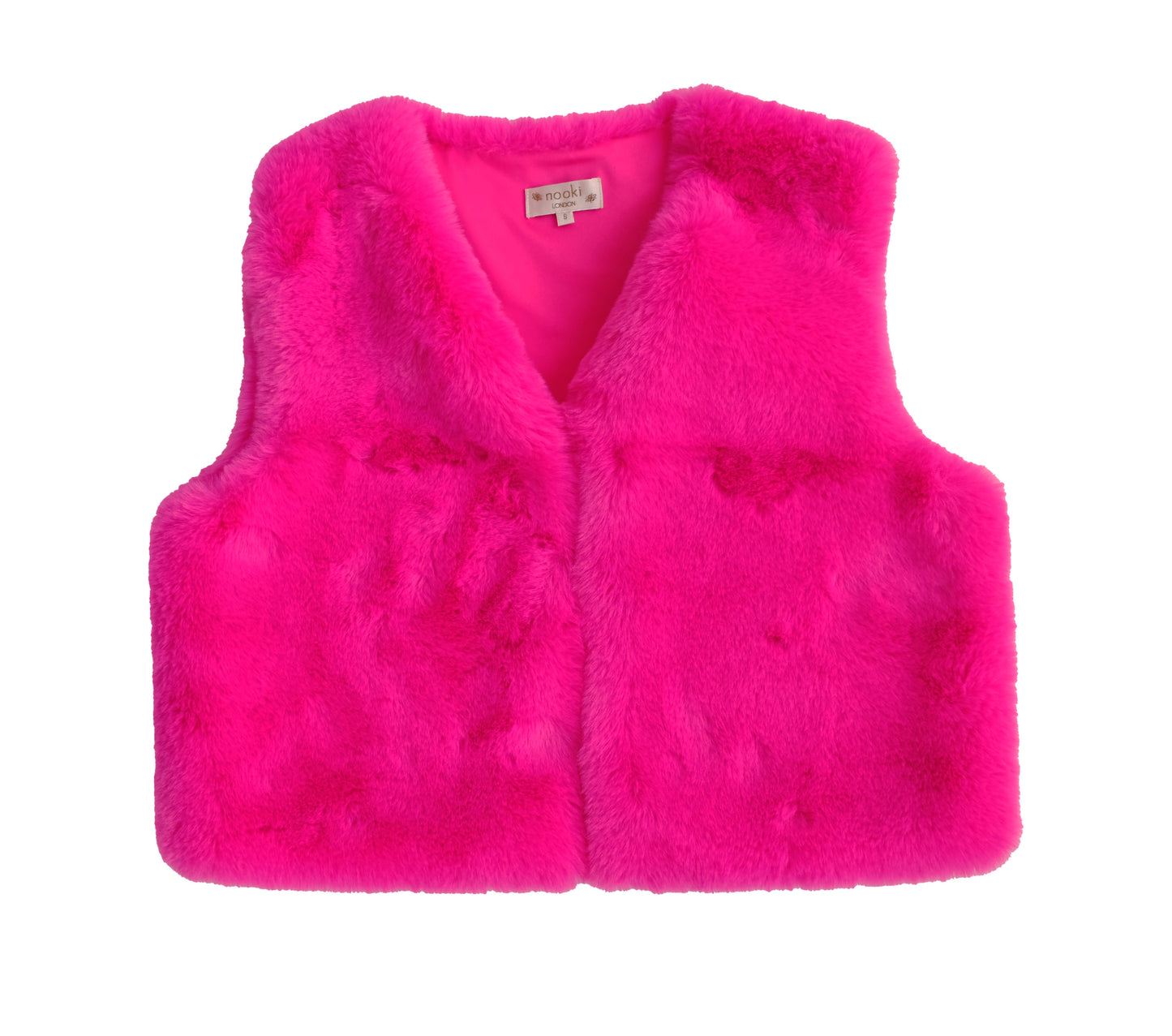 Nooki Waistcoat in Shocking Pink Faux Fur, Small