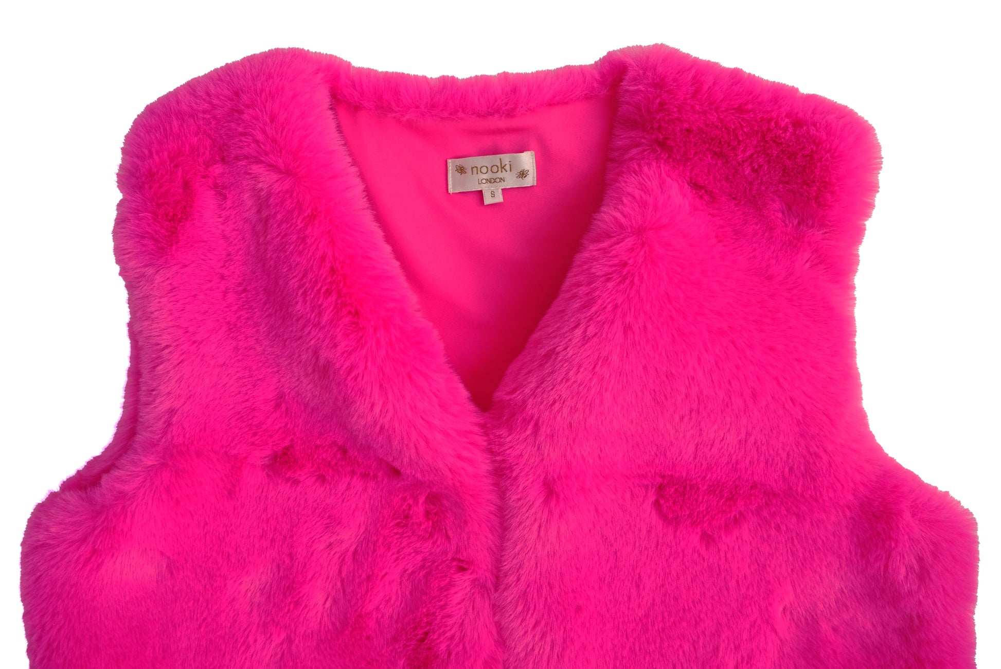 Nooki Waistcoat in Shocking Pink Faux Fur, Small