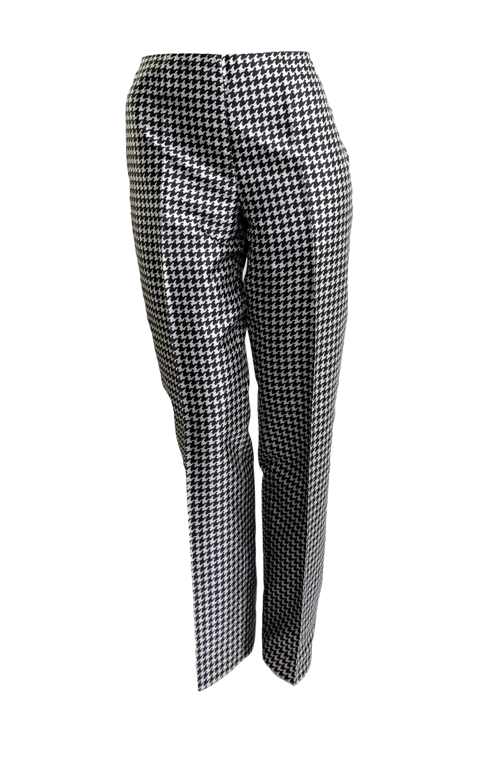 Ralph Lauren Straight Leg Trousers in Silk Pied de Poule, UK10-12