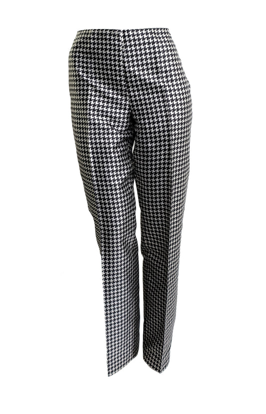 Ralph Lauren Straight Leg Trousers in Silk Pied de Poule, UK10-12