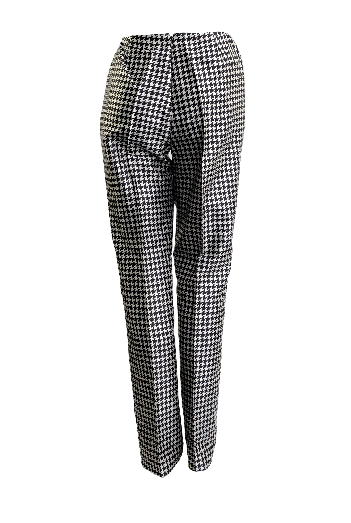 Ralph Lauren Straight Leg Trousers in Silk Pied de Poule, UK10-12