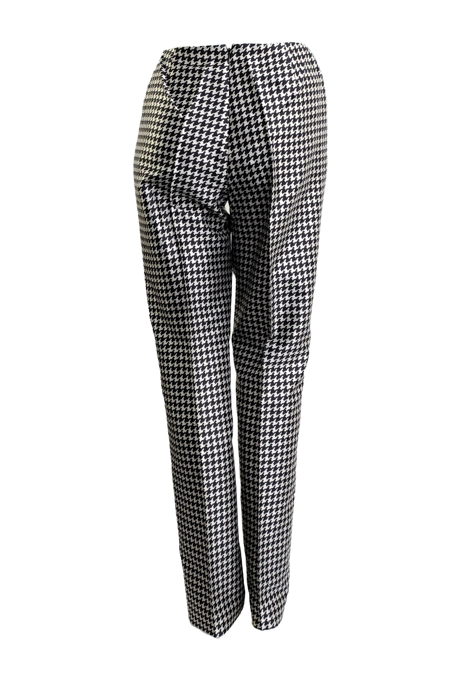 Ralph Lauren Straight Leg Trousers in Silk Pied de Poule, UK10-12