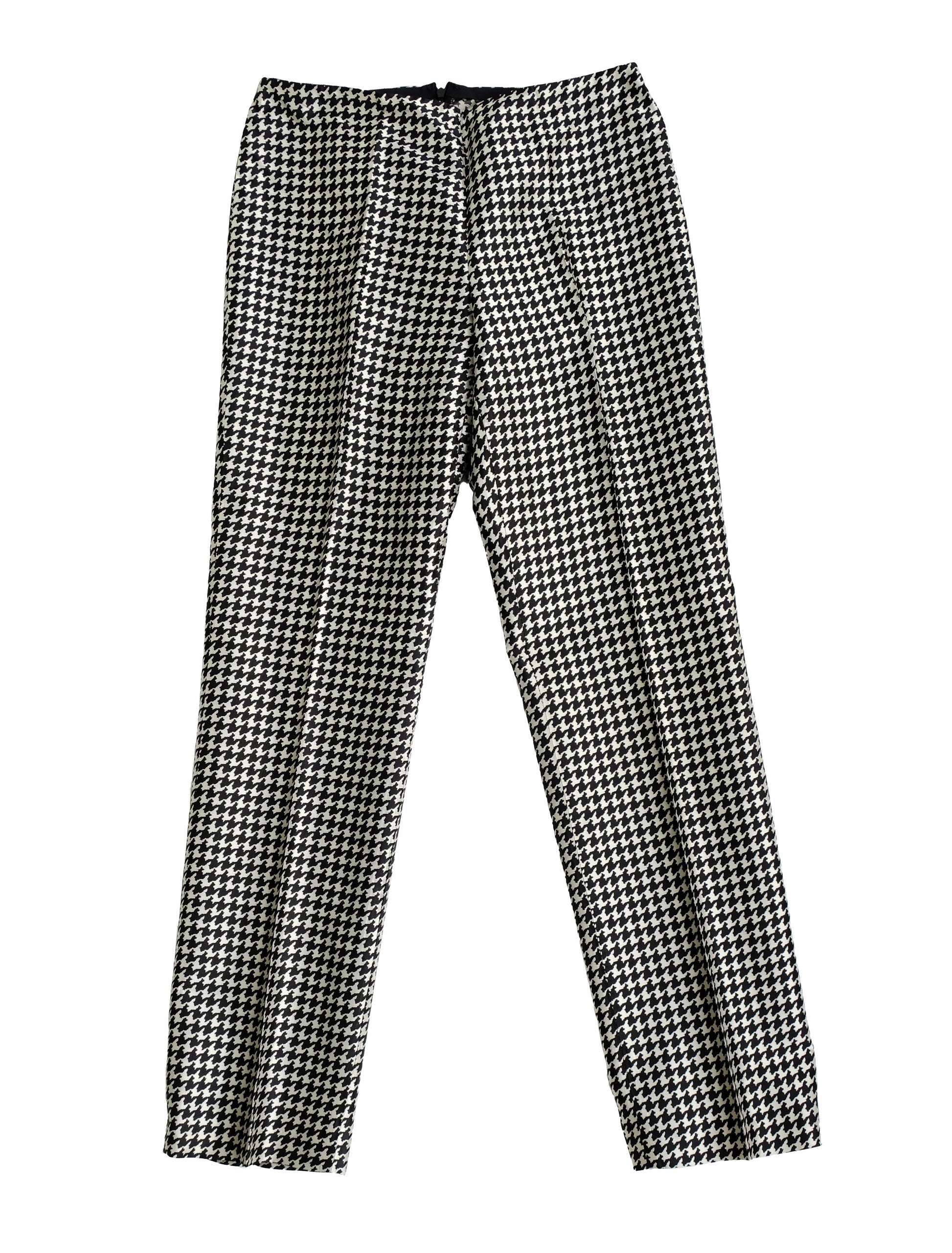Ralph Lauren Straight Leg Trousers in Silk Pied de Poule, UK10-12
