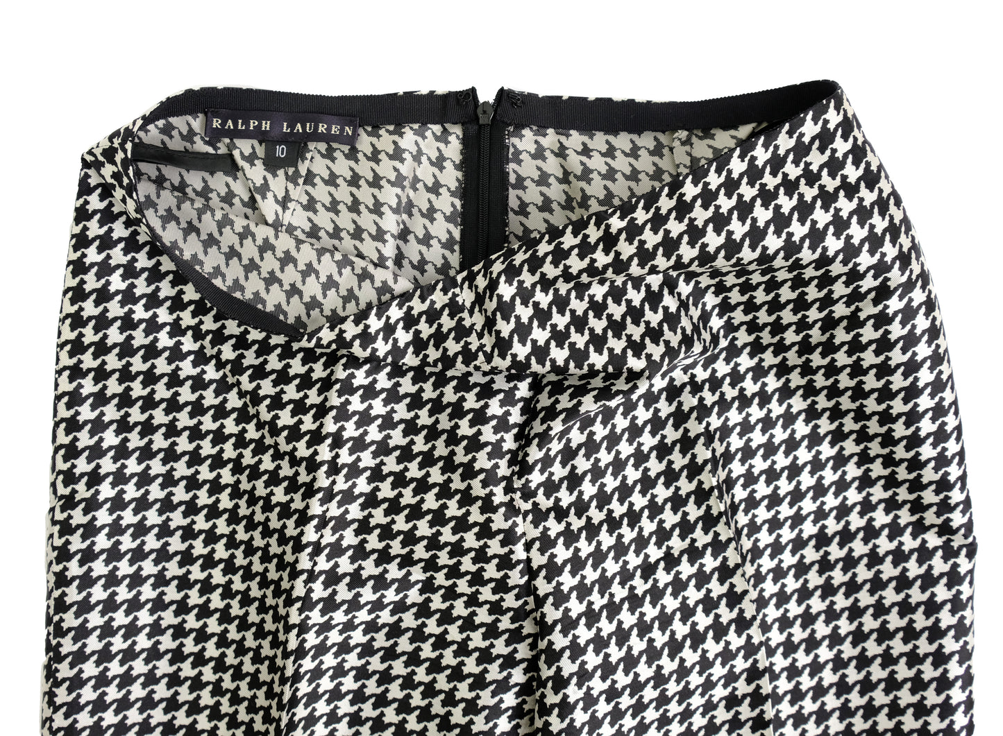 Ralph Lauren Straight Leg Trousers in Silk Pied de Poule, UK10-12
