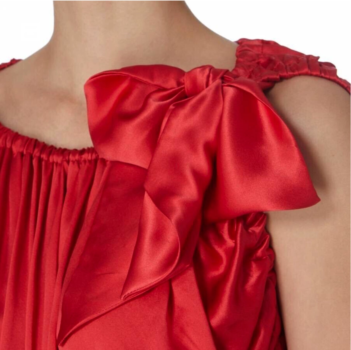 Vivienne Westwood Anglomania Shift Dress in Red Satin with Bow, UK12-14
