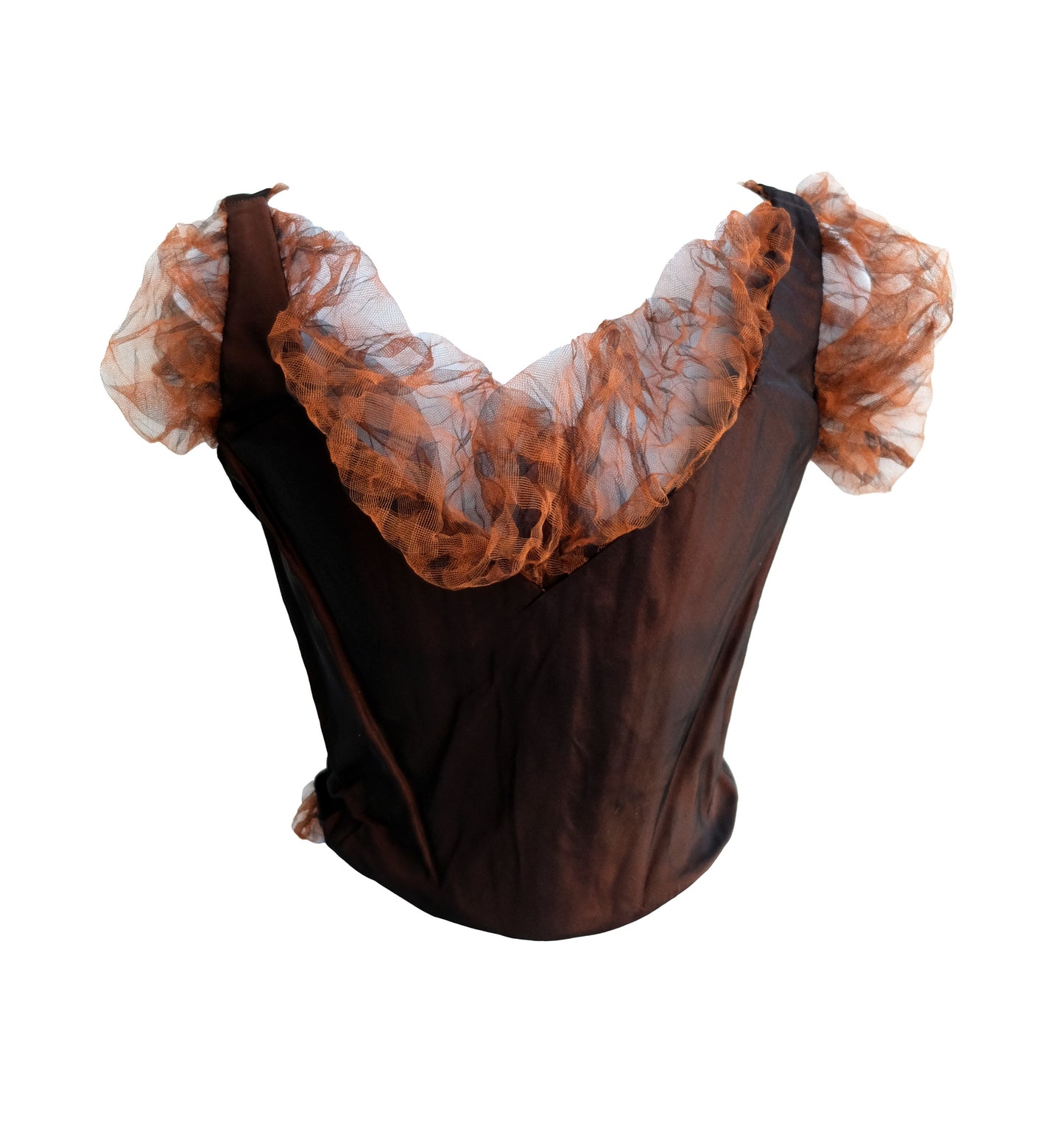 Vivienne Westwood Vintage Corset in Bronze Taffeta and Net, XS