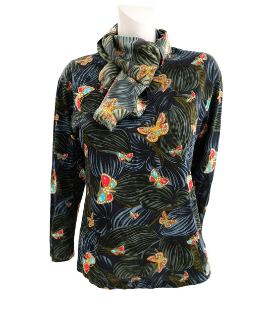 Bottega Veneta Butterfly Print Top and Matching Scarf, UK10