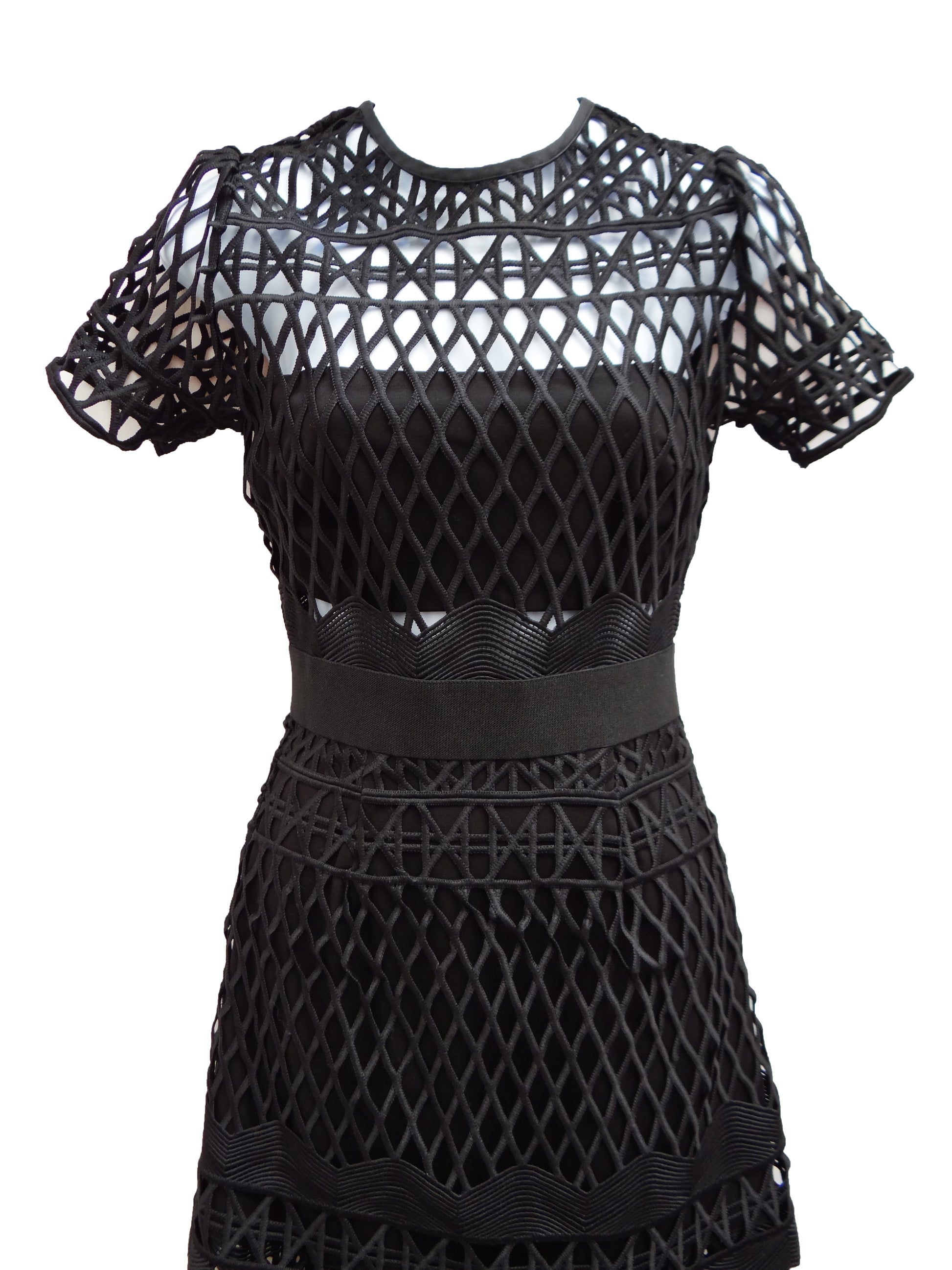 Self Portrait Cutwork Lace Layered  Dress, UK6