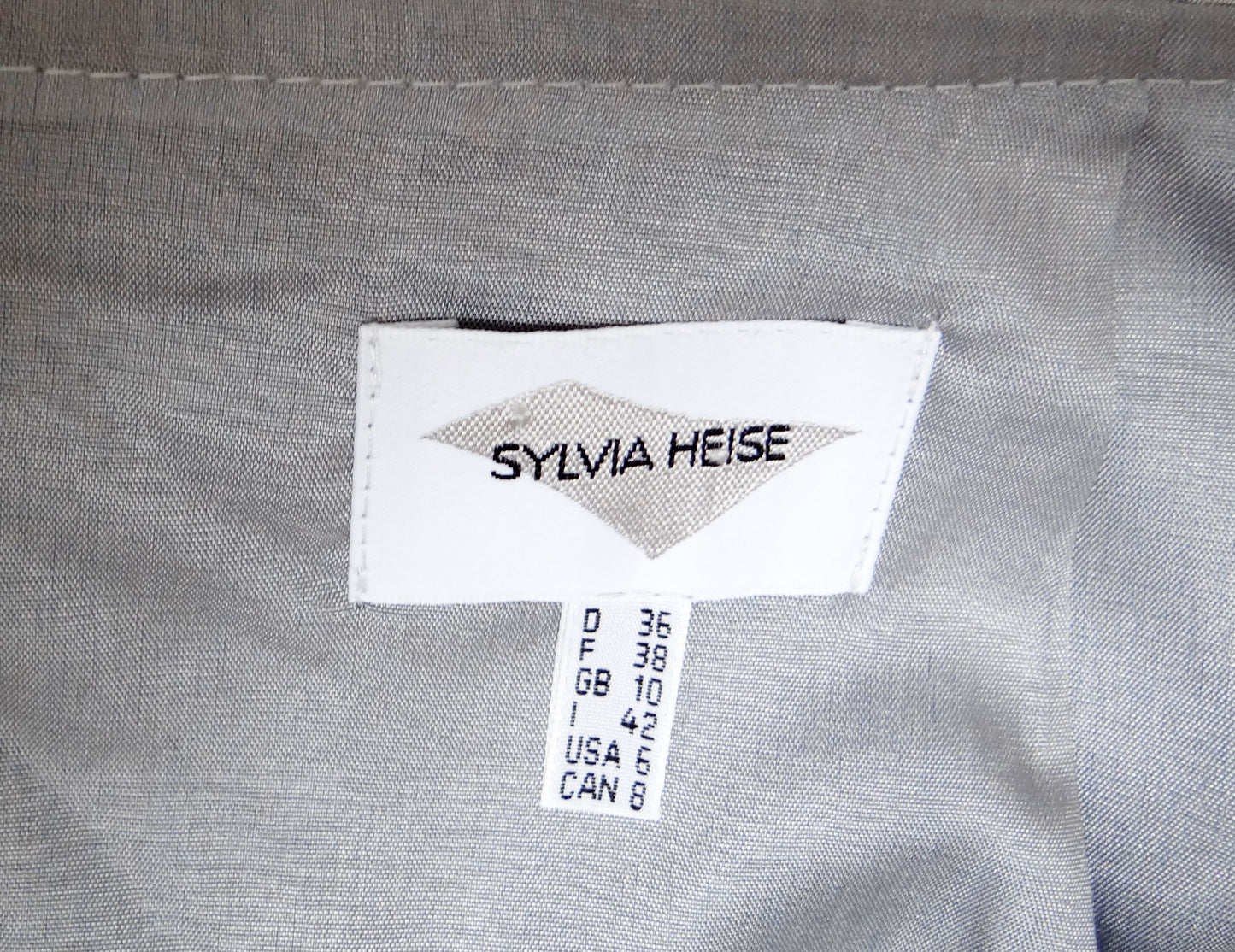 Sylvia Heise Silver Grey Taffeta Tiered Ruffle Skirt, UK10