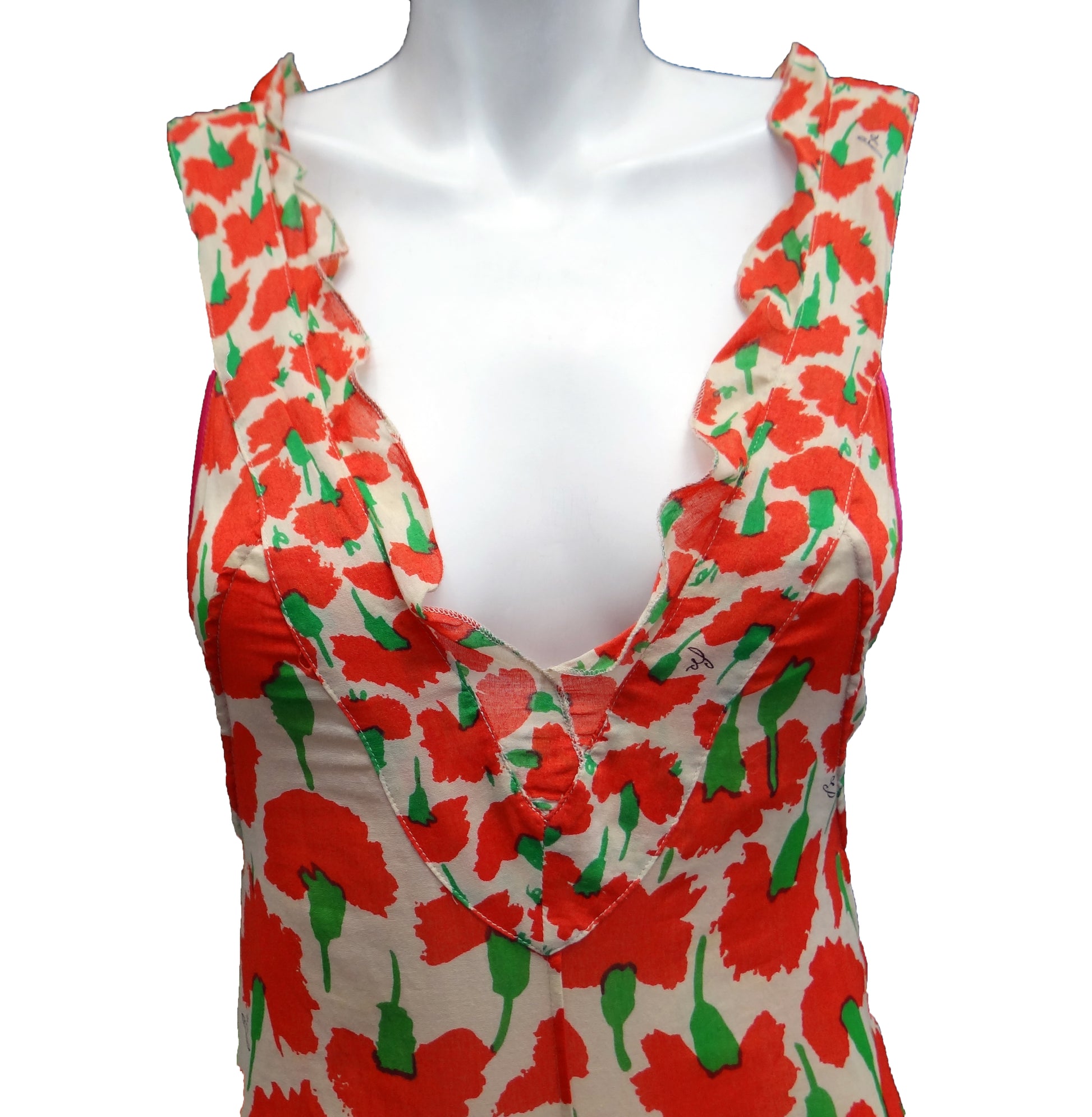 Vintage Sonia Rykiel Floral Summer Dress with Flounces, 1990s, UK10