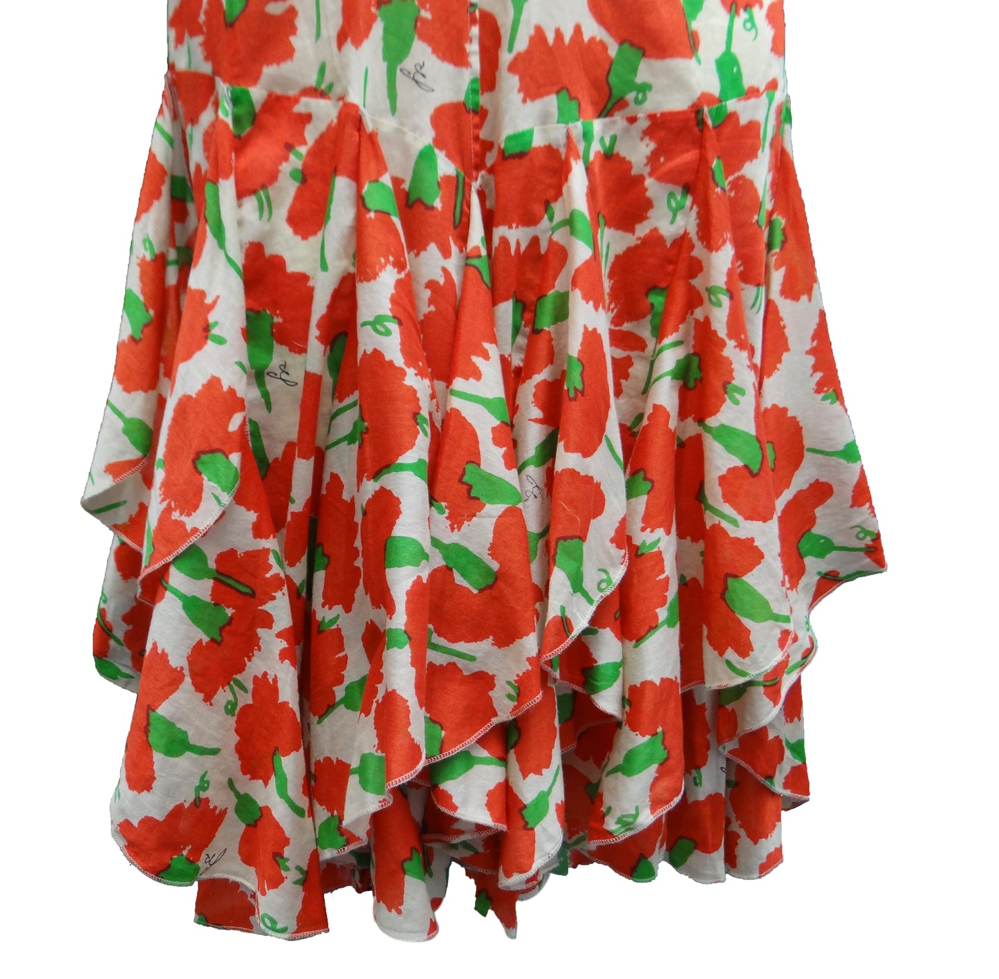 Vintage Sonia Rykiel Floral Summer Dress with Flounces, 1990s, UK10