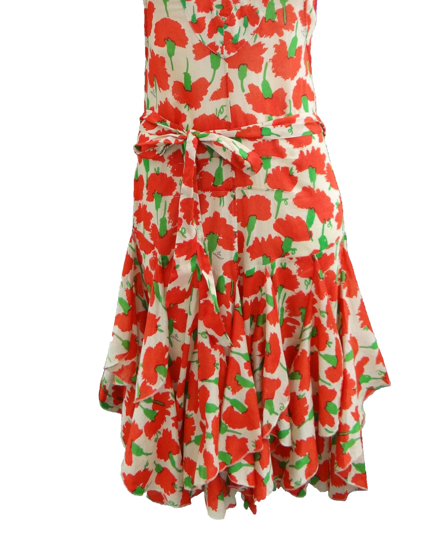 Vintage Sonia Rykiel Floral Summer Dress with Flounces, 1990s, UK10