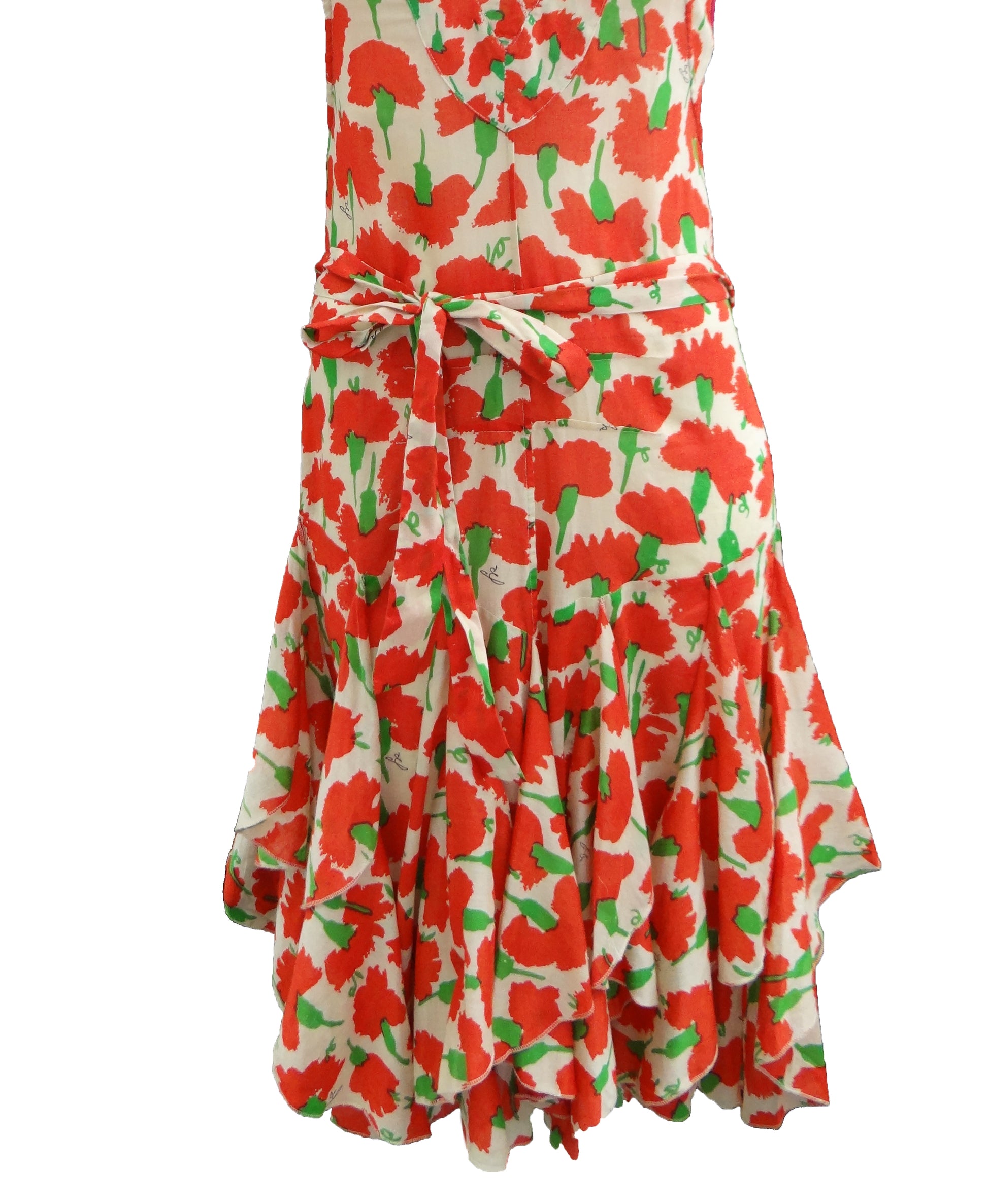 Vintage Sonia Rykiel Floral Summer Dress with Flounces, 1990s, UK10