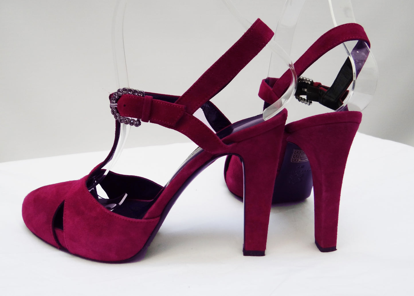 Nicole Farhi Suede Slingback Party Heels with Diamante Buckle, UK4