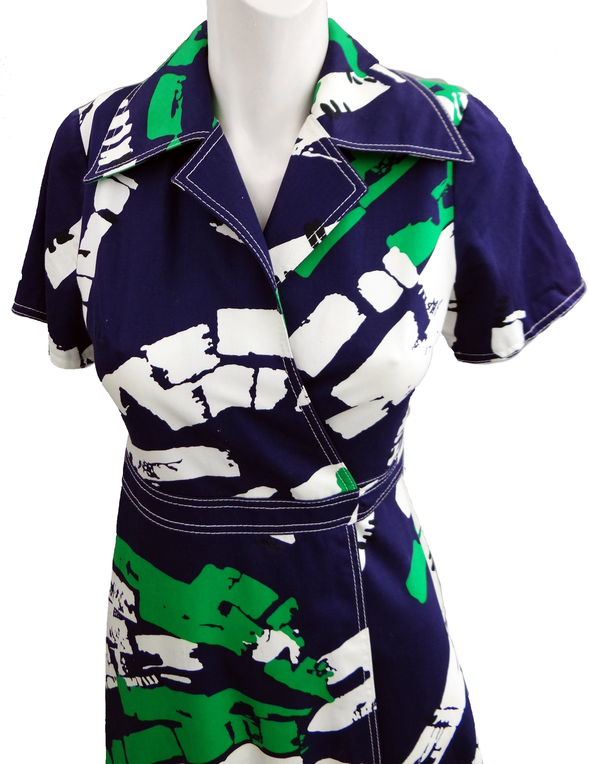 Vintage Fenno Sport Wrap Dress with Bold Abstract Graphic, c.1970s, UK10