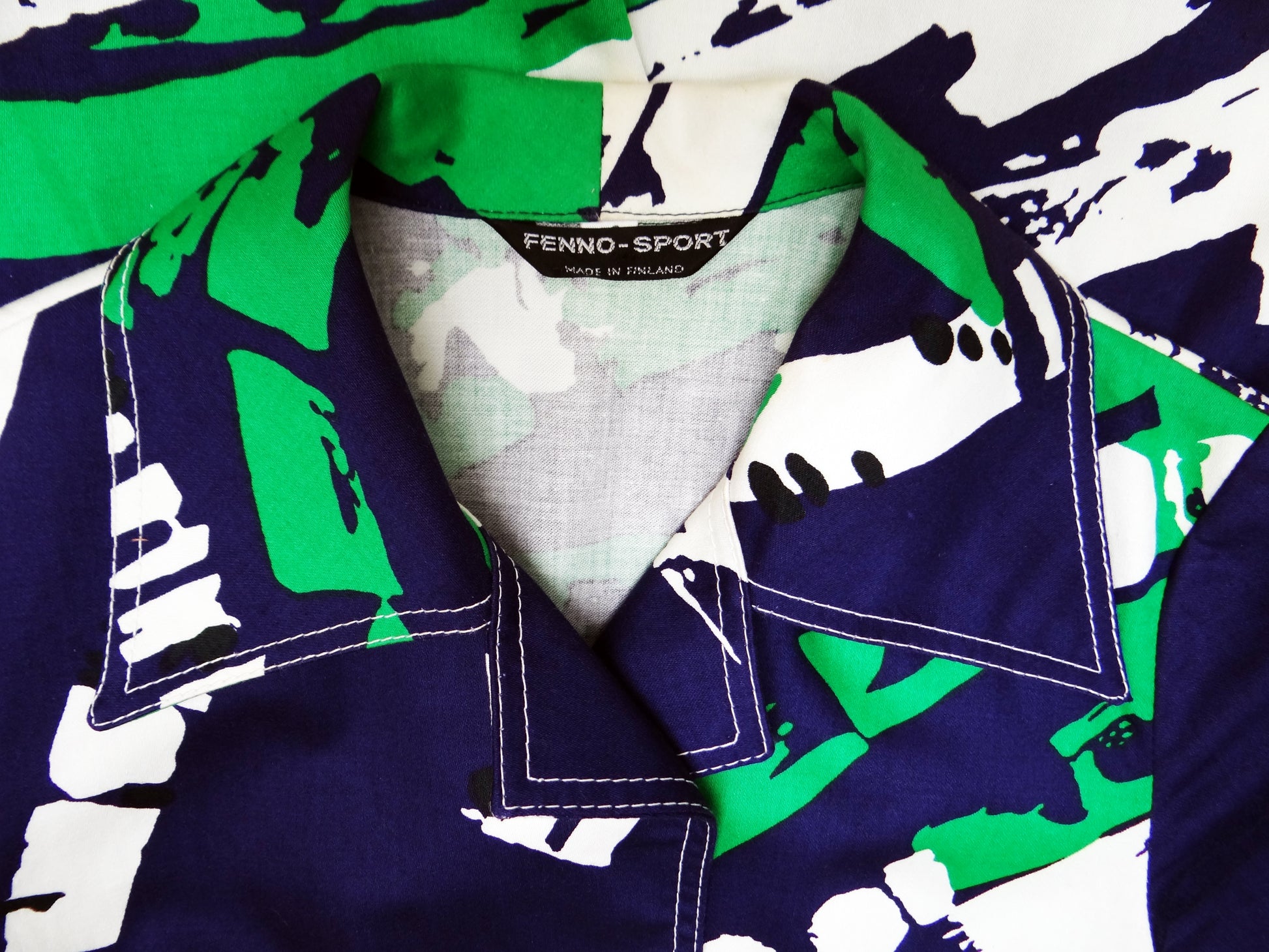 Vintage Fenno Sport Wrap Dress with Bold Abstract Graphic, c.1970s, UK10
